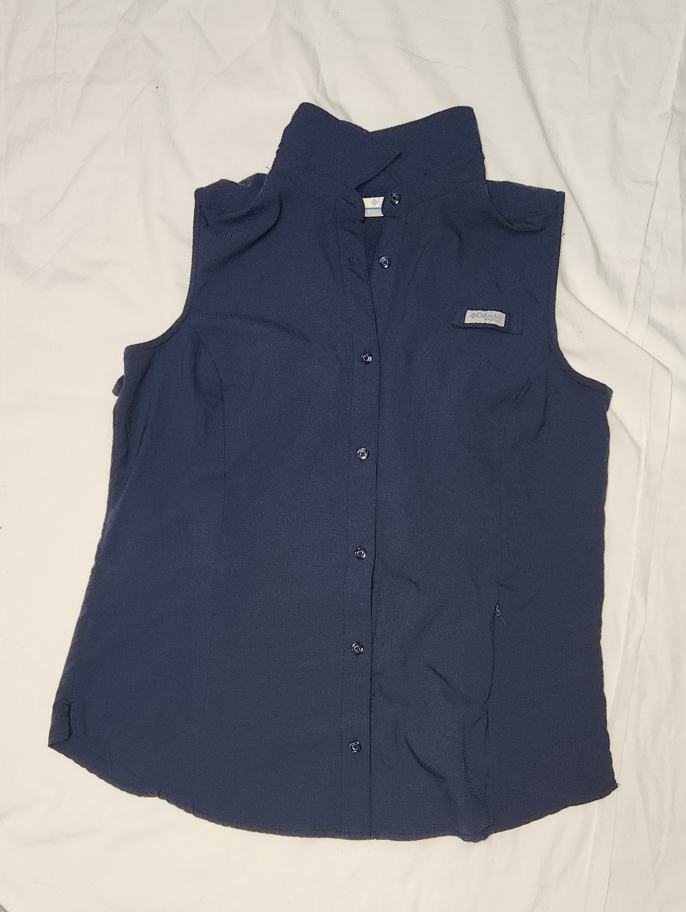 Columbia Navy Sleeveless Button-Up Blouse